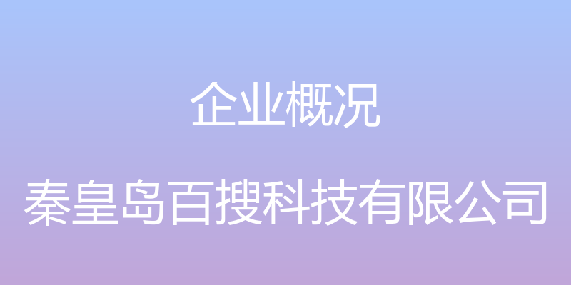 企业概况 - 秦皇岛百搜科技有限公司