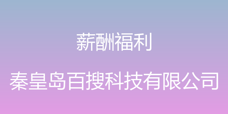 薪酬福利 - 秦皇岛百搜科技有限公司